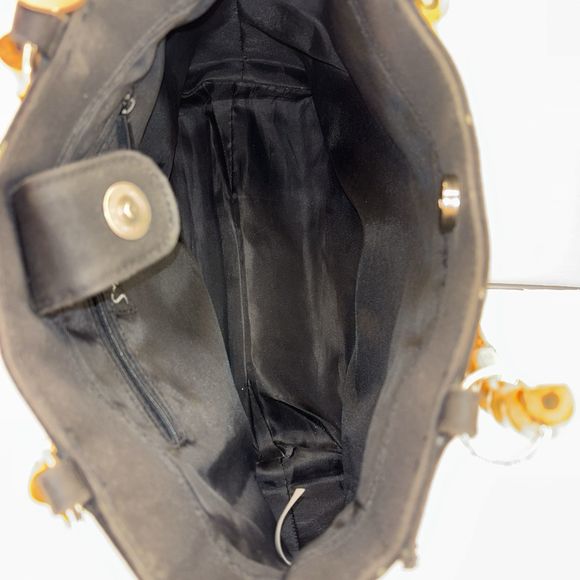 Sunny Hawaii Bamboo Handles Black Palm Trees Snap Closure Purse Handbag - Picture 9 of 16